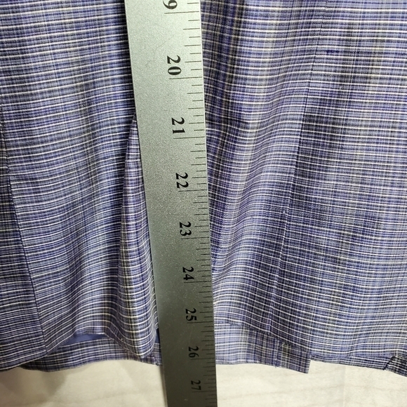 Kasper & Company Blue Metallic Zip Up 100% Silk Casual Blazer Size 14 - Picture 9 of 12